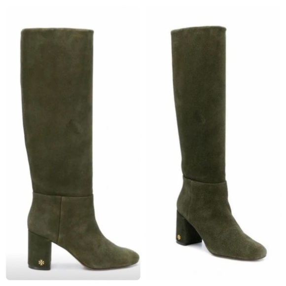 Tory Burch Brooke Slouchy Suede Block Heel Boots - Picture 2 of 13